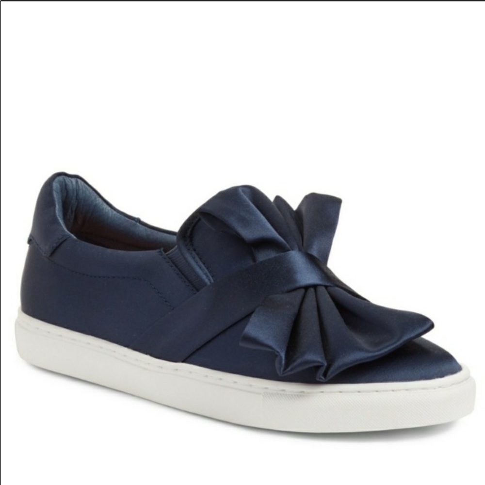 Halogen Slip on Sneaker Navy Satin Bow 8.5